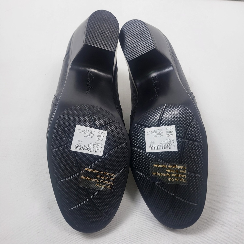Clarks Emily 2 Cove Shootie 26175029 Black Leather Women's Size 10M 2in Heel - Picture 6 of 9